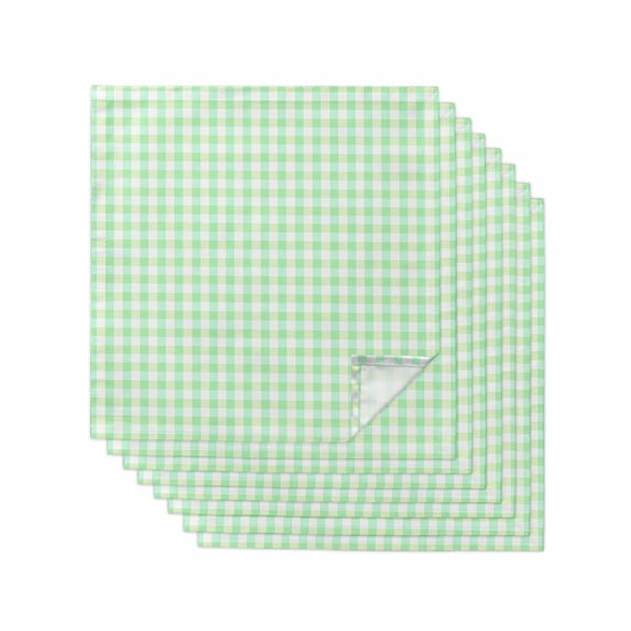 Green Grid Cloth Napkins Set of 8 Reusable Dinner Napkins, Checkered Plaid Gingham Lattice Trellis Print Cocktail Napkin Washable Table Napkins for Wedding/Holiday Party/Baby Shower 20"x20"
