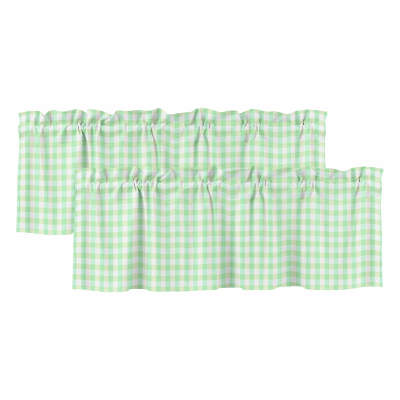 Green Grid Curtain Valances for Windows, Kitchen Valance Window ...