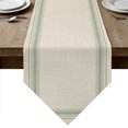 thumbnail image 1 of Green Grid Lines Table Runner Linen Burlap Table Runner 70 Inches Long Minimalist Stripes Linen Texture Beige Dresser Scarves for Kitchen Island Coffee Dining Room Party Wedding Holiday Decor 13"x70", 1 of 7
