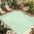 thumbnail image 1 of Green Grid Outdoor Rug 3x5 Ft - Reversible Patio Rug Outdoor Camping Rugs, Checkered Plaid Gingham Lattice Trellis Print Indoor Outdoor Area Rugs, Non-Slip Outdoor Carpet Runner for Deck/Porch, 1 of 8