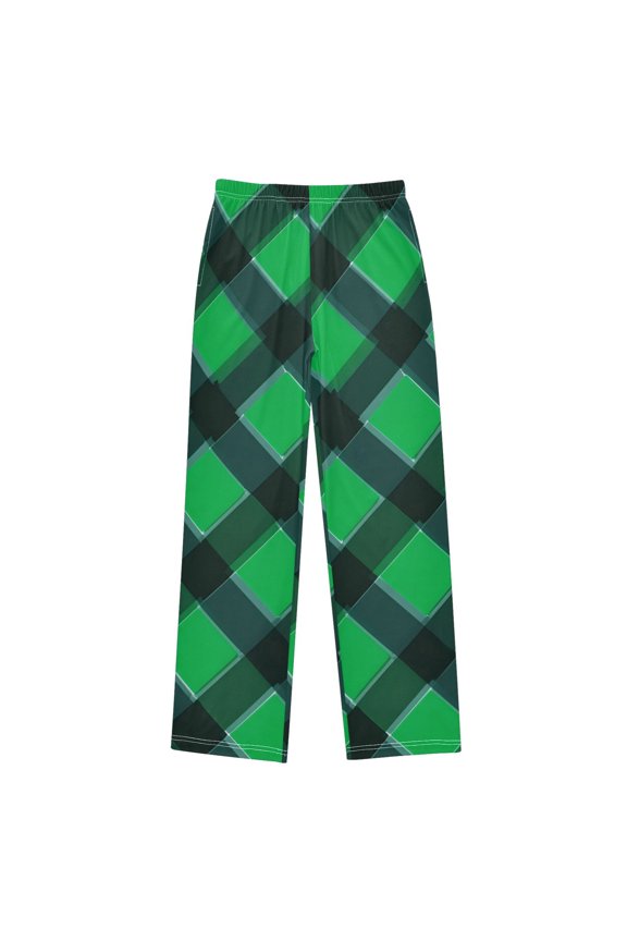 Green Grid Pattern Pajama Pants Soft Lightweight Lounge Pants Bottoms Sleep Pants Warm Comfy