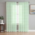 thumbnail image 1 of Green Grid Sheer Curtains 84 Inch Length 2 Panels Set, Checkered Plaid Gingham Lattice Trellis Print Voile Window Treatment Rod Pocket Curtains Sheers Drapes for Bedroom/Living Room/Kitchen 52"x84"x2, 1 of 7