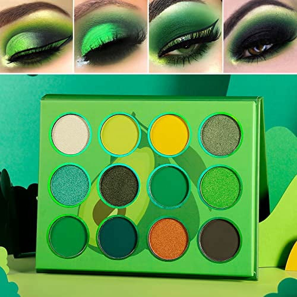 MEICOLY Green Eyeshadow Stick,Metallic Shimmer Crayon,Christmas Grinch  Makeup,Pro Waterproof & Long Lasting Shiny Bright Rotating Eye shadow  Sticks