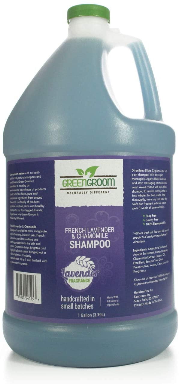 Green Groom French Lavender Dog Shampoo, 1 Gallon Calming and Soothing Aromatherapy Formula