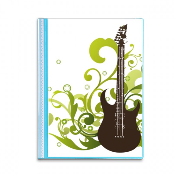 Green,Guitar Music Fresh Pattern Book Sheet Protectors Portfolio Binder Folder