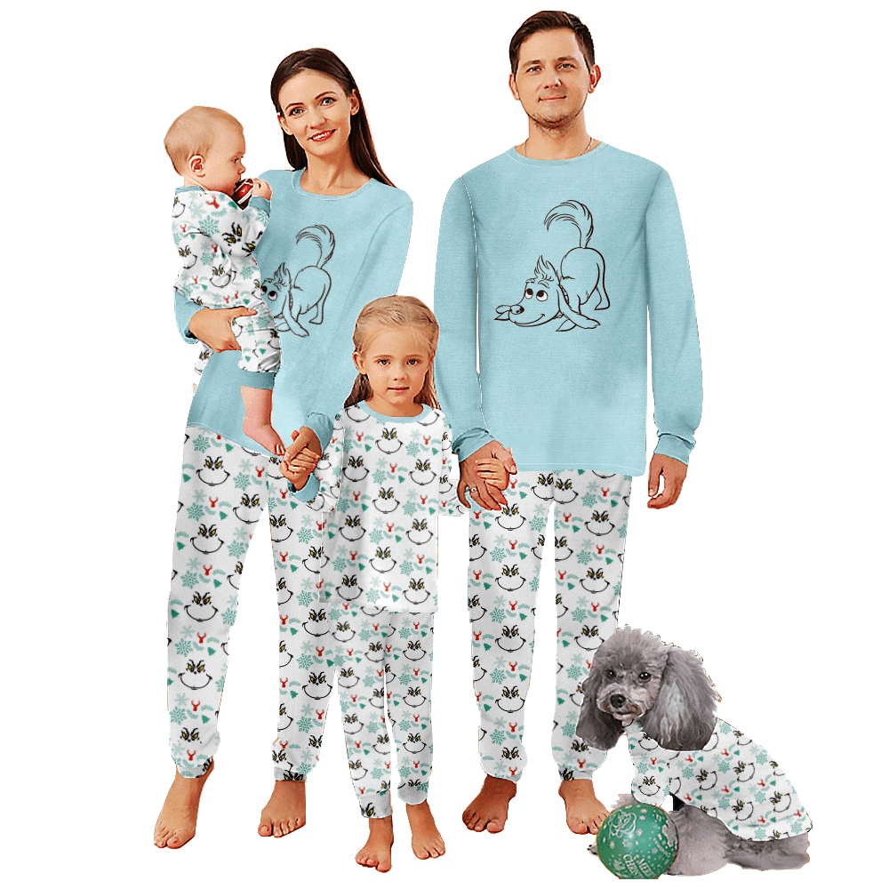 Green Hair Monster Family Pajamas Set for Family Sleepwear Set for Family, Adults, Teens, Kids
