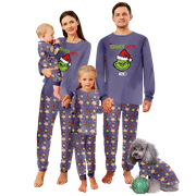 KCYSTA Green Hair Monster Family Pajamas for Family Family Matching Pajamas for Adults and Kids Holiday Xmas Sleepwear Set