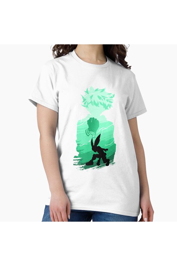 Green Haired Superhero Shonen Might Training Academy Uniform Tee T-shirt