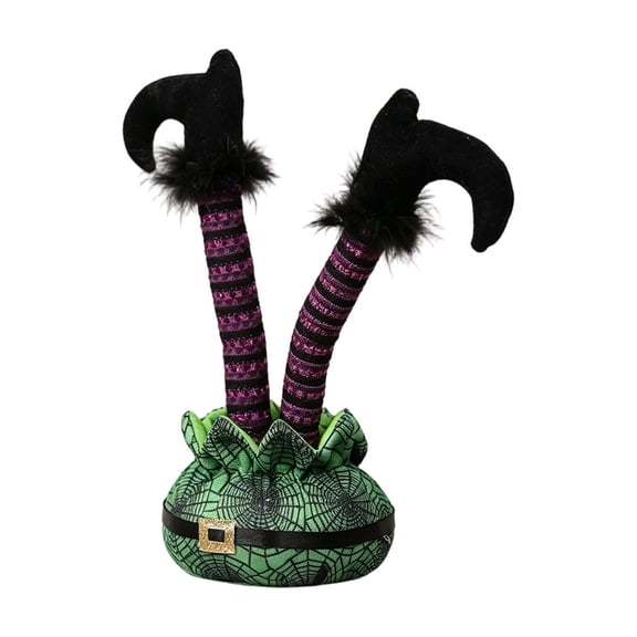 Green Halloween Witch Legs Tabletop Decor Inverted Legs Centerpiece Spooky Witch Feet Prop For Party Scene Decoration Green Tone