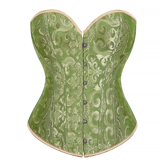 Green Halloween Women's Bustier Corset Top blended fabric Bustier Shapewear Lingerie, Lace Waist Push Up Bodysuit 2XL