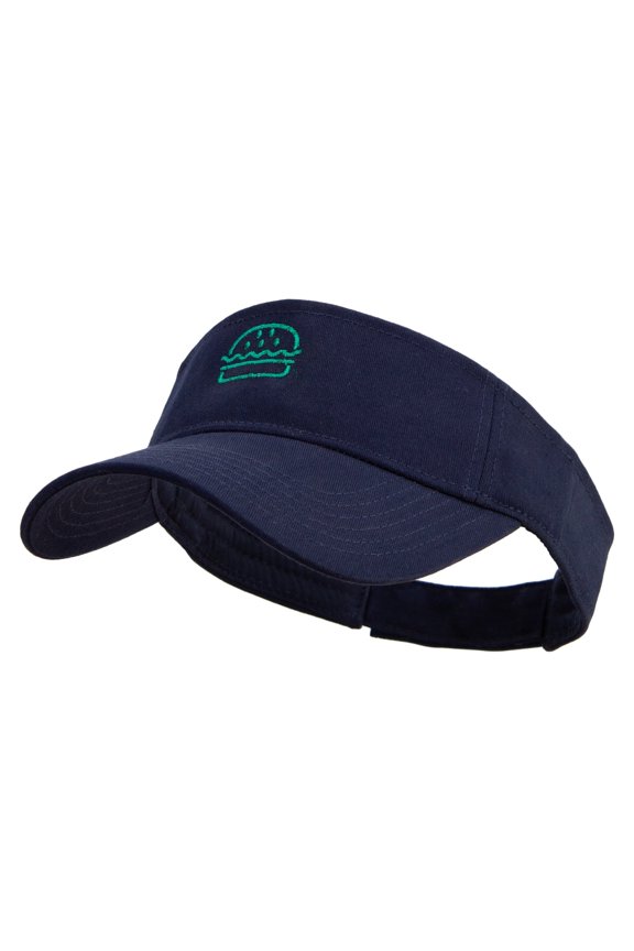 Green Hamburger Icon Embroidered Cotton Twill Sun Visor - Navy OSFM