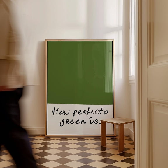 Green Hand Drawn Typography Color Wall Art Home Interior Gallery Display Accent Collection