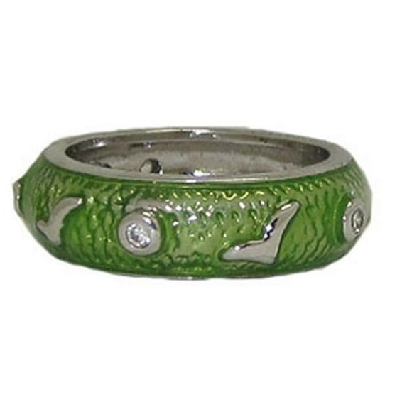 Green Hand Enamel Stack Ring Austrian Crystal