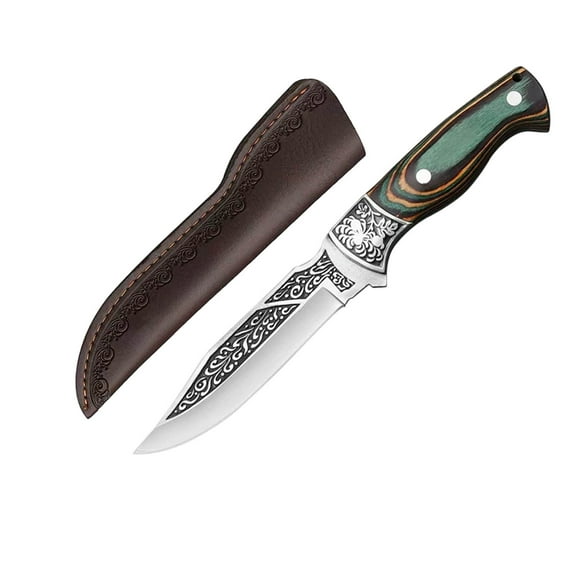 Green Hand Forged Boning Knife With Sheath 3Mm Thick Blade 15 Degree Angle For Camping Fishing And Kitchen Use