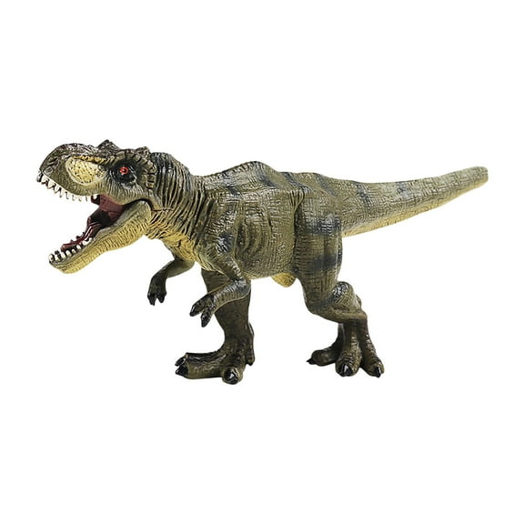 Green Hand-Painted Solid Dinosaur Model Toy For Boys Medium Walking T-Rex Green Tone Movable Jaw Figure