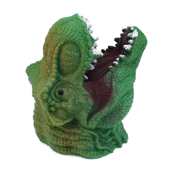Green Hand Puppets Role Play Realistic Dinosaur Finger Glove Toy T-Rex Design Tpr Material 8X8Cm For Kids Interactive Learning And Imaginative Play