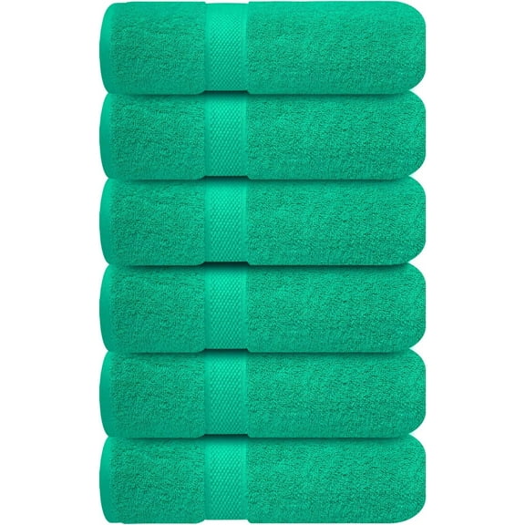 Green Hand Towels for Bathroom - Set of 6 (16x28 inches) 600 GSM, 100% Cotton Ultra Soft, Quick Drying, Hotel Quality Hand Towel Set (Vivid Green)