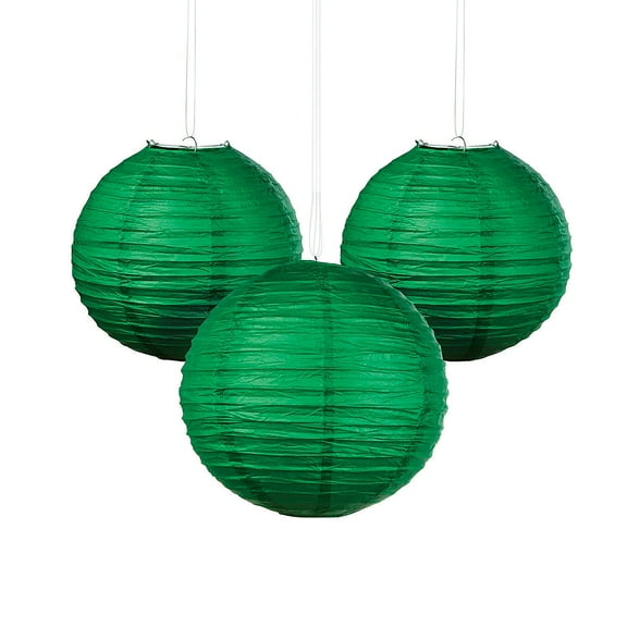 Green Hanging Paper Lanterns - Party Decor - 6 Pieces
