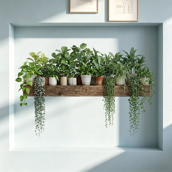 Green Hanging Plant Baseboard Wall Decals - Self-Adhesive Nursery, Classroom, Corridor, Kids' Room Decor