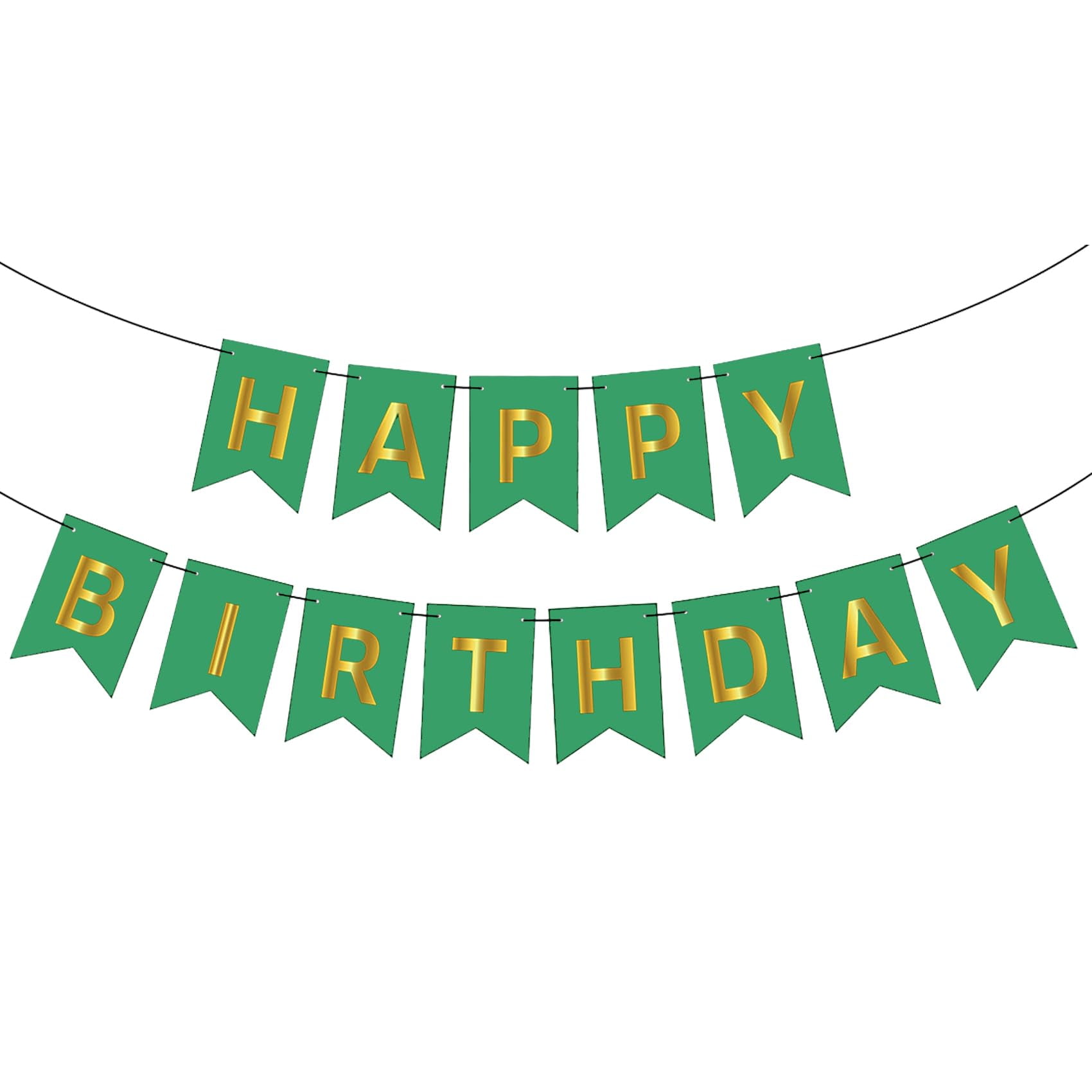 Green Happy Birthday Banner Gold Letters - Celebrate Special Moments ...