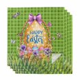 thumbnail image 1 of Green Happy Easter Cloth Napkins, Spring Easter Eggs Floral Plaid Washable and Reusable Dinner Napkins Set of 4, Table Napkin for Kitchen Party Birthday Wedding Hotel Housewarming 20"x20", 1 of 9