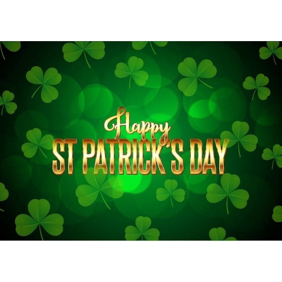 Green Happy St. Pattys Day with Shamrock Design Edible Icing Image Cake Topper, by Tnct.