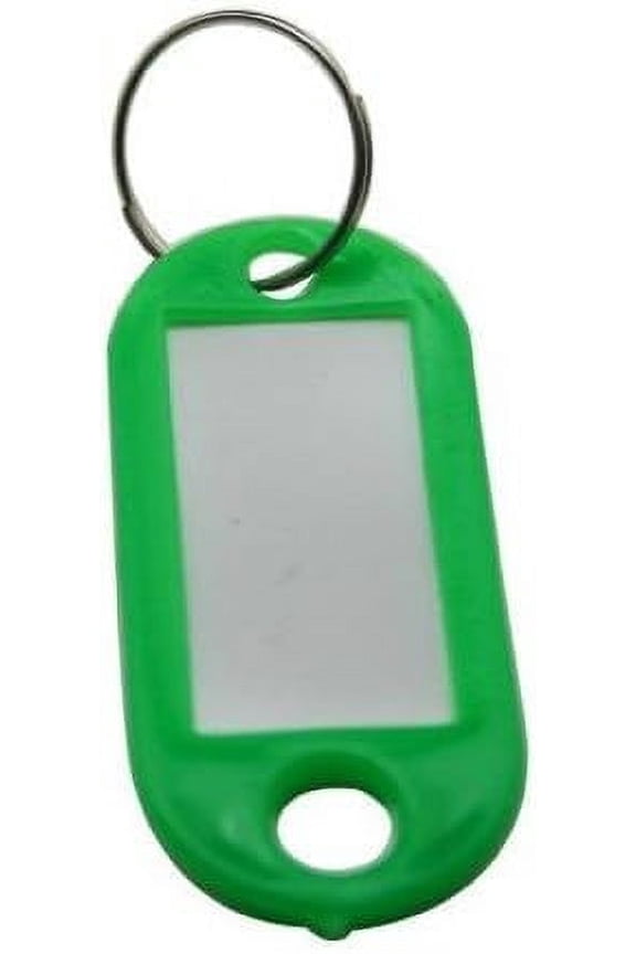 Green Hard Plastic Key Fobs Key rings Luggage ID Tags Labels with Name Cards(Pack Of 20)