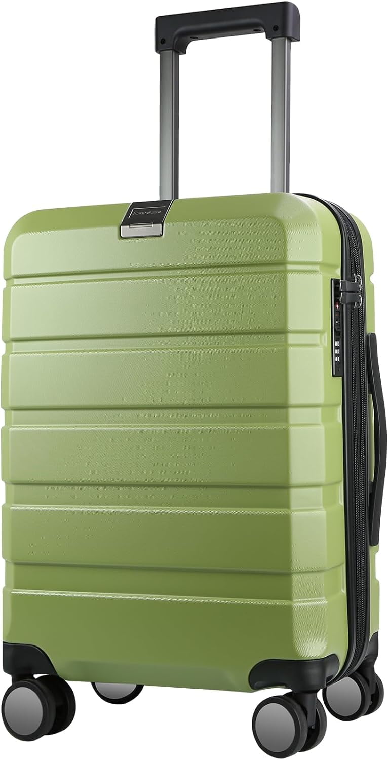 Green Hardside Expandable Carry On Luggage with Spinner Wheels & Built