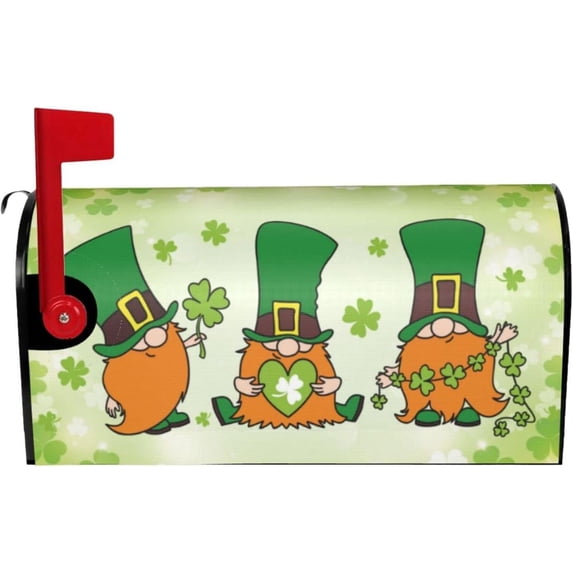 Green Hat Clover St Patrick''s Day Mailbox Magnetic Post Mailbox Cover Garden Decor Outdoor Large 25.5" X 21"