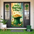thumbnail image 1 of Green Hat St. Patrick's Day Banner Shamrock Pattern Clover Backdrop Orange Green Bow Tie Theme Background for St. Patrick's Day Party Irish Festival Celebration Photo Shoot, 1 of 9