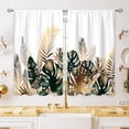 thumbnail image 1 of Green Hawaii Tropical Small Kitchen Curtains Tropical Leaves Plant Window Treatment Botanical Jungle Palm Cafe Short Window Curtains for Bathroom Dining Room Tier Treatment Drape 27.5x39 inch, 1 of 6