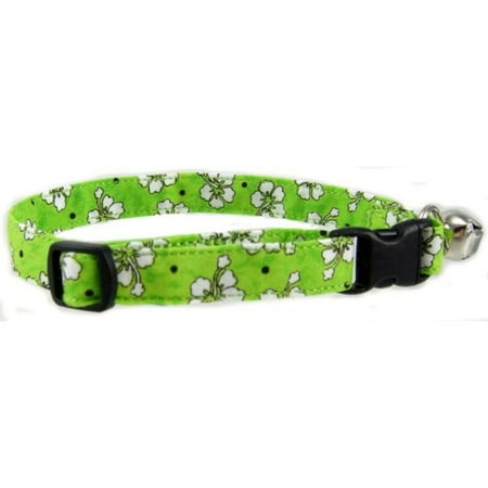 Green Hawaiian Flowers Cat Collar