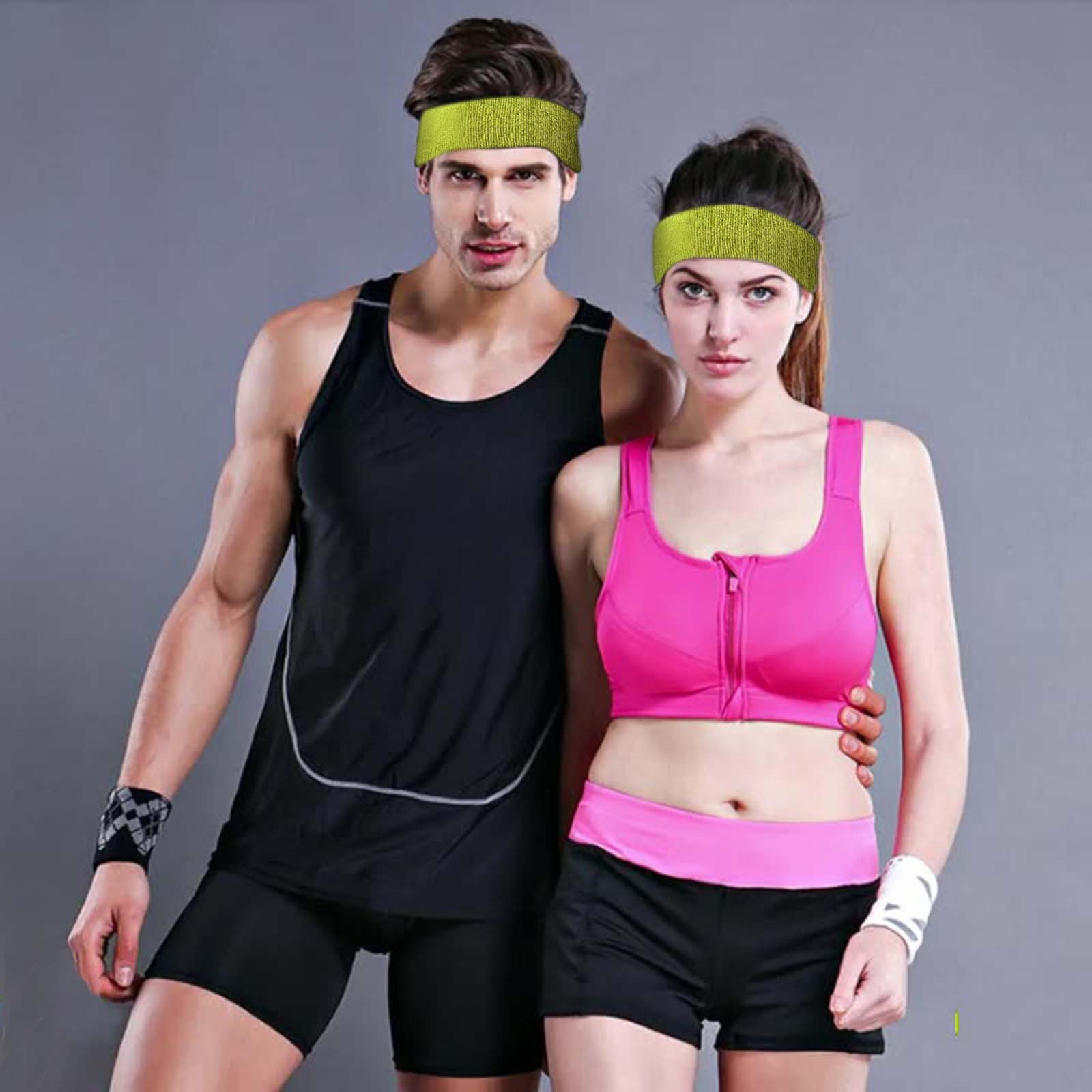 Green Headband for Women Absorption and Sweat Wicking Sports Cotton Thick Pile Cloth Wweat Proof Belt