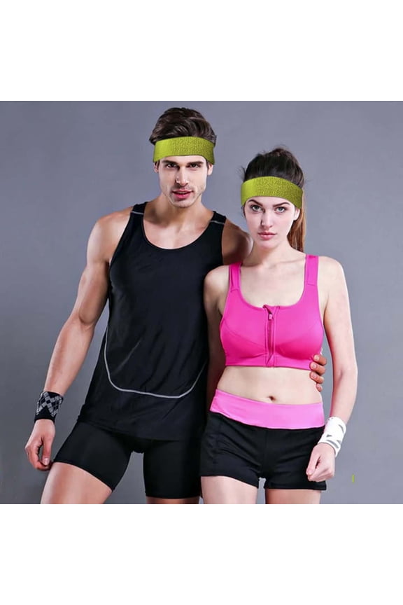 Green Headband for Women Absorption and Sweat Wicking Sports Cotton Thick Pile Cloth Wweat Proof Belt