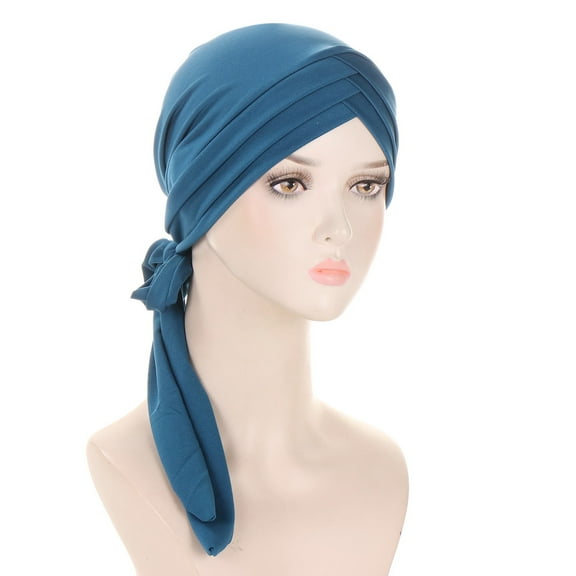 Green Headband for Women's Eid Al Fitr Solid Color Forehead Triple Long Tail Headband Muslim Headband Can Be Tied Behind Hat
