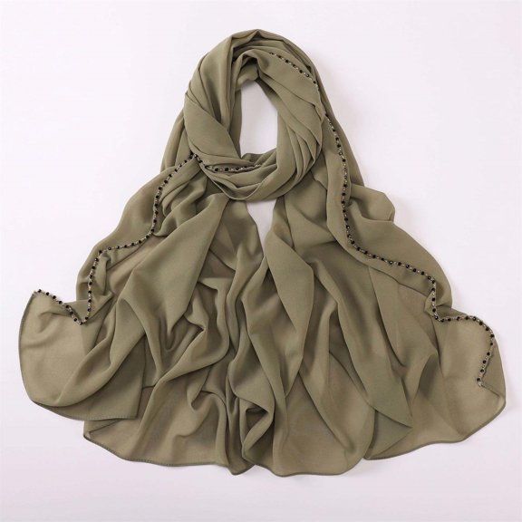 Green Headband for Women's Solid Color Crinkled Hat with Muslim Ethnic Hijab