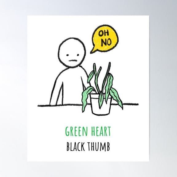 Green Heart (Black Thumb) Plants Poster Wall Art, Modern Wall Decor For Living Room Bedroom, 12x18 UNFRAMED