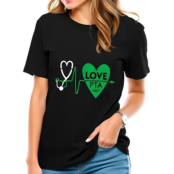 Green Heart EKG Tee Clean Medical Love Line Graphic Modern Bright Unisex T-Shirt up to size 5XL
