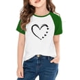thumbnail image 1 of Green Heart Graphic Raglan Tee for Girls - Soft Stretch Polyester Spandex, Machine Washable Casual Play/school Wear (4-14 Years),Size 9 T, 1 of 8