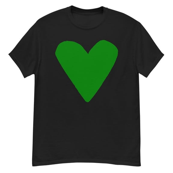 Green Heart Shape Symbol Love Kindness Peace Graphic TShirt Gift,for unisex up to size 5XL