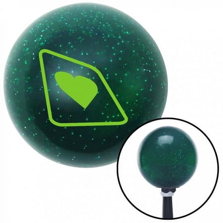 Green Heart on a Card Green Metal Flake Shift Knob with M16 x 1.5 Insert Shifter Brody