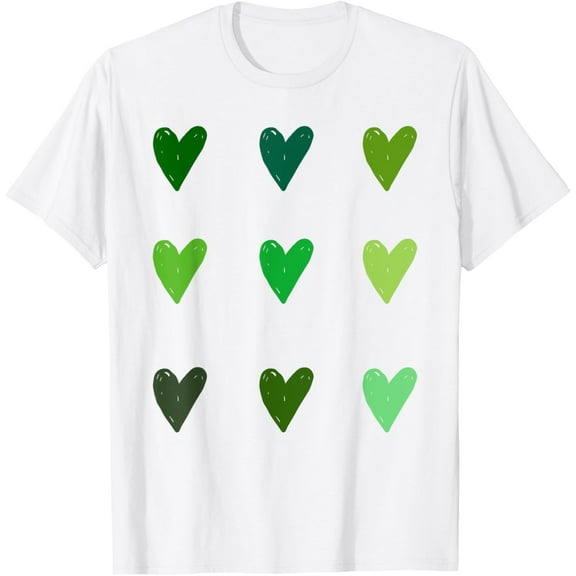 Green Hearts Environmental Arbor Day T-ShirtMen and women, White T-shirt, size: Extra large
