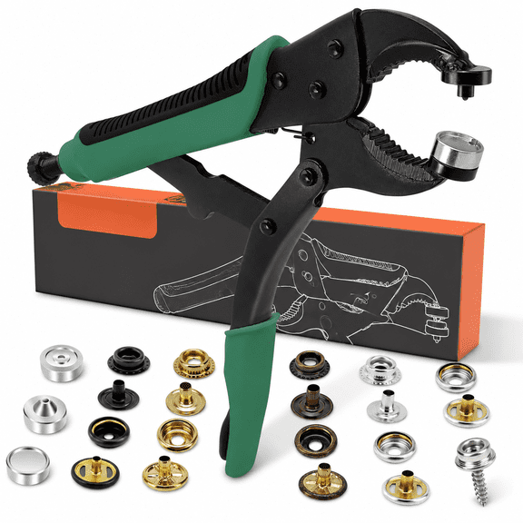 Green Heavy Duty Snap Fastener Tool Kit with 100 Sets 4 Color Boat Cover Repair Snaps