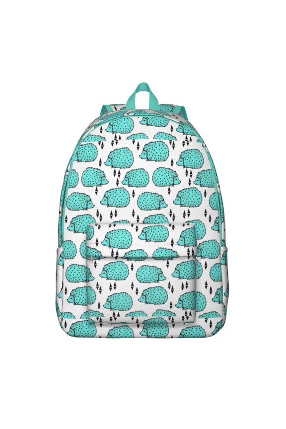 Green Hedgehog Backpack for School,Cute School Bag,Schoolbag with Adjustable Shoulder Straps & Padded Back,15.7"x11.8"x5.5"