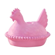 Green Hen on Nest Glass Dish 2.13in, Crystal Decor Mini Chicken Shaped Candy Bowl with Lid, Vintage Rooster Kitchen Decor, Decorative Glassware for Tabletop and Home