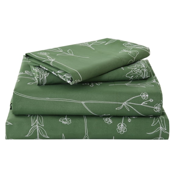 Green Herb Queen Botanical Boho Bedding Sheet Set
