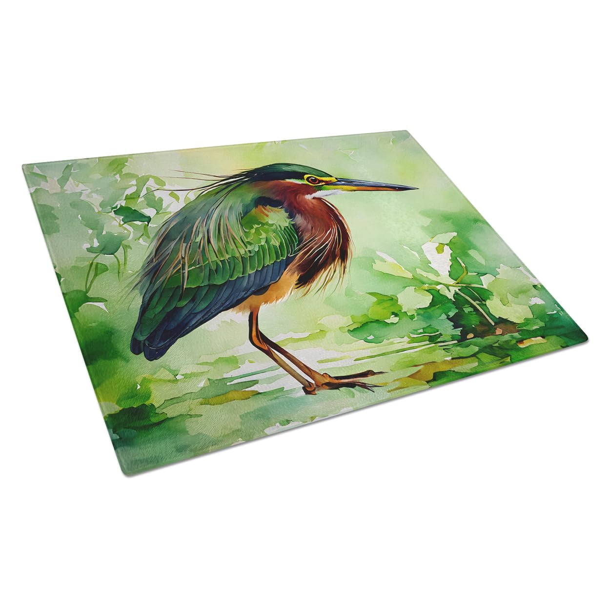 Green Heron Glass Cutting Board 12 in x 15 in