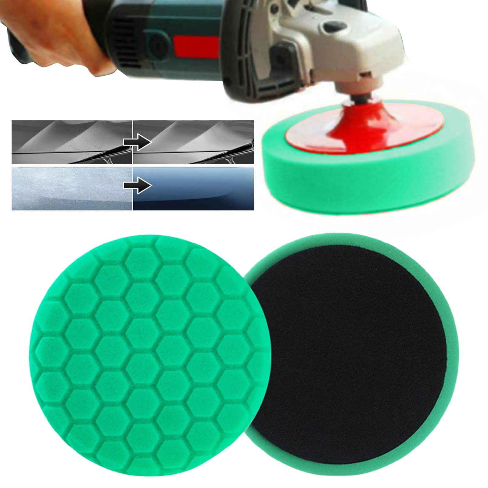 Green Hexagon Buffing Sponge,Coarse/Medium for Car Polishing and Paint ...