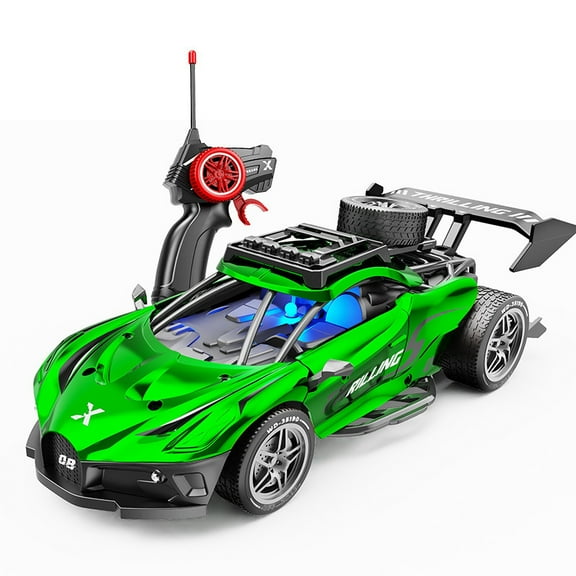 Green High-Speed Rc Drift Racing Car, Rechargeable With Cool Design For Outdoor Fun