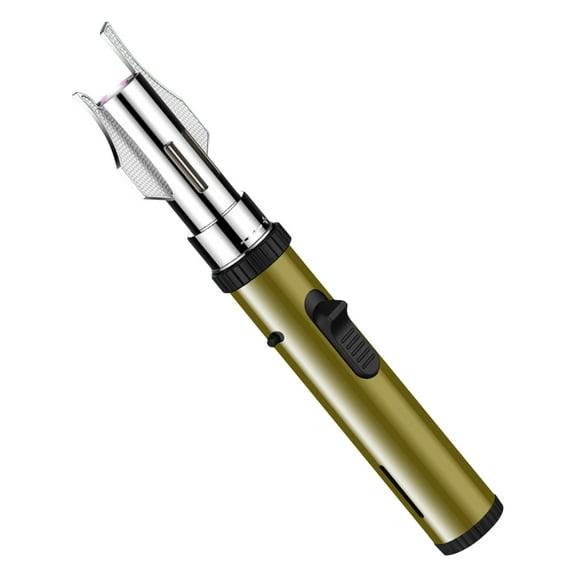 Green High Temperature Welding Torch Windproof Direct Impact Lighter Refillable Butane Gas Lighter Metal Construction For Outdoor And Indoor Use Green Color